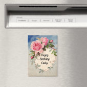 Vintag Pink Roses Birthday Magnet (In Situ (Geschirrspüler))