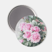 Vintag Pink Roses Bouquet Magnet (Vorderseite/Rückseite)