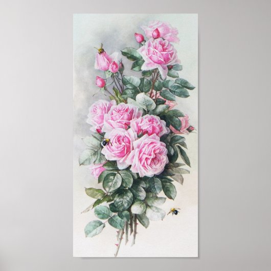 Vintag Pink Roses Bouquet Poster (Vorne)