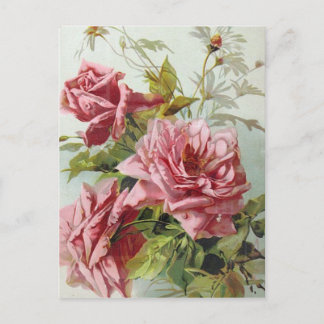 Vintag Pink Roses Bouquet Postkarte