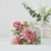 Vintag Pink Roses Bouquet Postkarte (Stehend Vorderseite)