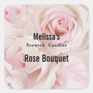 Vintag Pink Roses Elegante Bouquet Candle Biz Quadratischer Aufkleber