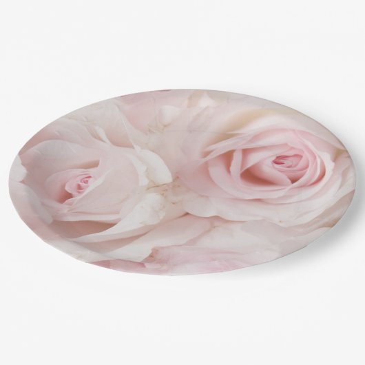 Vintag Pink Roses Elegante Bouquet Pappteller (Schrägansicht)