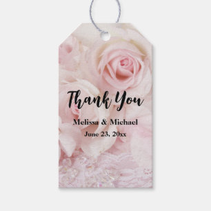 Vintag Pink Roses Elegante Bouquet Wedding Geschenkanhänger