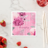 Vintag Pink Roses Silver Glitzer Butterfly Serviette (Beispiel)