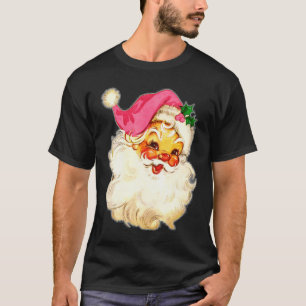 Vintag Pink Santa Claus Pink Weihnachten T-Shirt