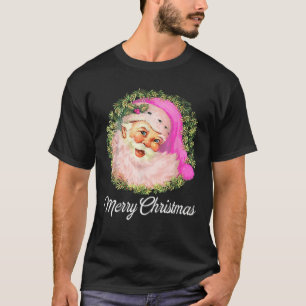 Vintag Pink Santa Claus Pink Weihnachten T-Shirt