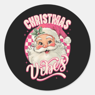 Vintag Pink Santa Claus Pink Weihnachten Vibes Paj Runder Aufkleber