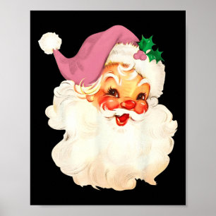 Vintag Pink Santa Claus Pink Weihnachtsdesign Poster
