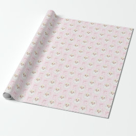 Vintag Pink Santa on Gingham Wrapping Paper Geschenkpapier