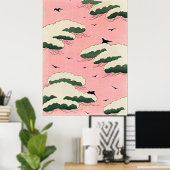 Vintag Pink Sky - Japanisch Retro Serenity Poster (Heimbüro)