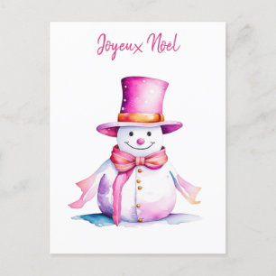 Vintag Pink Snowman Retro Personalisierte Weihnach Postkarte
