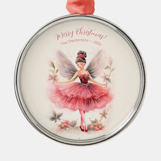 Vintag Pink Sugar Plum Fairy Weihnachtsschmuck (Vorne)