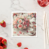 Vintag Pink Teapot Rose Floral Serviette (Beispiel)