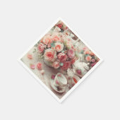 Vintag Pink Teapot Rose Floral Serviette (Ecke)