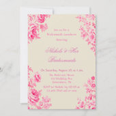 Vintag Pink Toile Blume Bridesmaids Luncheon Einladung (Vorderseite)