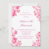 Vintag Pink Toile Blume Bridesmaids Luncheon Einladung (Vorderseite)