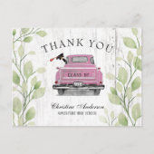 Vintag Pink Truck Rustikaler Abschluss Vielen Dank Postkarte (Vorderseite)