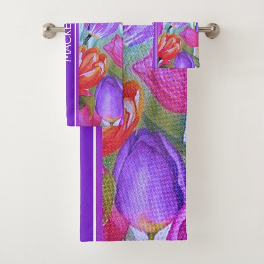 Vintag Pink Tulip Wasserfarben Badhandtuch Set (Insitu)