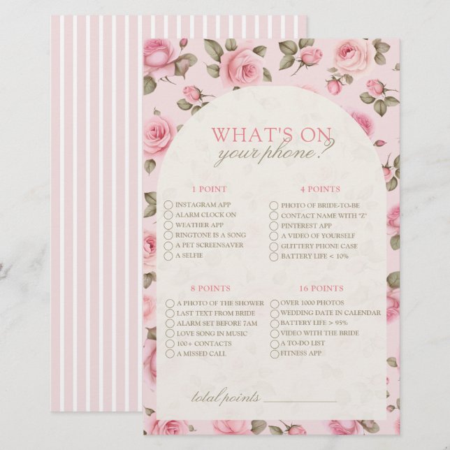 Vintag Pink, was auf Ihrem Handy-Brautparty-Spiel (Vorne/Hinten)