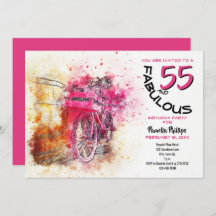 Vintag Pink Watercolor Girly Bicycle Geburtstag