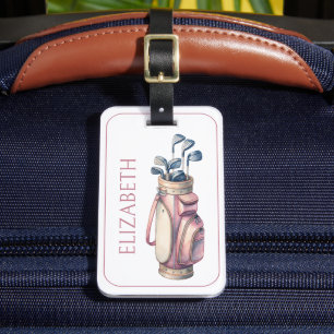 Vintag Pink Watercolor Golfklubs Personalisiert Gepäckanhänger