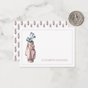 Vintag Pink Watercolor Golfklubs Personalisiert Mitteilungskarte