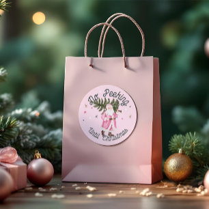 Vintag Pink Watercolor Weihnachtsmann Pisse Runder Aufkleber