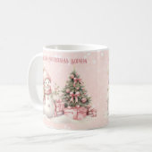 Vintag Pink Weihnachten Schneemann Individuelle Na Kaffeetasse (Vorderseite Links)