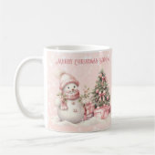 Vintag Pink Weihnachten Schneemann Individuelle Na Kaffeetasse (Links)