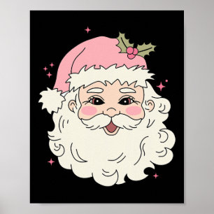 Vintag Pink Weihnachten Weihnachtsmann Merry Xmas Poster
