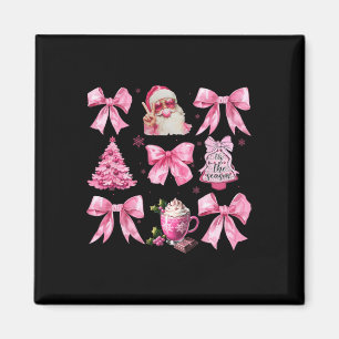 Vintag Pink Weihnachtscoquette Bow Pink Santa Cla Magnet