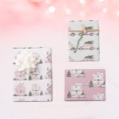 Vintag Pink Weihnachtsmuster Geschenkpapier Set