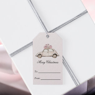 Vintag Pink Weihnachtswagen Geschenkanhänger