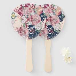 Vintag Pink White Japanisch Kimono Blume Fächer