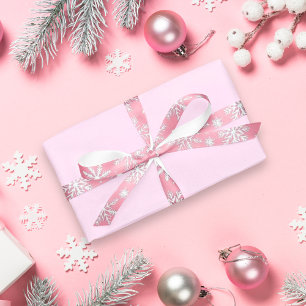 Vintag Pink Winter Weihnachten Schneeflocken Satinband