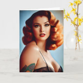 Vintag Pinup Birthday Karte (Gelbe Blume)