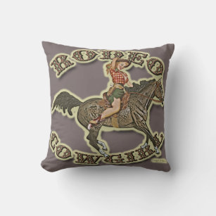 Vintag Pinup Cowgirl Rodeo Cowgirl Throw Pillow Kissen