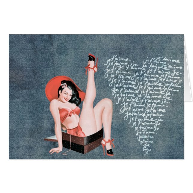 Vintag Pinup Denim Heart (Vorderseite (Horizontal))