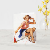 Vintag Pinup Gal 4. Juli Karte (Gelbe Blume)
