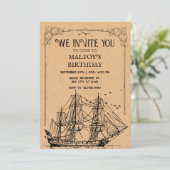 Vintag Pirate Einladung (Stehend Vorderseite)