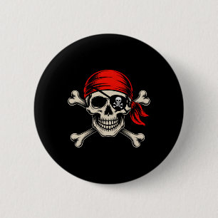 Vintag Pirate Halloween Skull Ndana Men Boys Teen Button