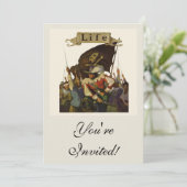 Vintag Pirate Life Wyeth Illustration Einladung (Stehend Vorderseite)