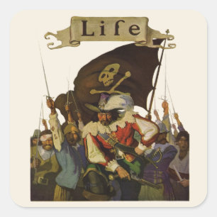Vintag Pirate Life Wyeth Illustration Quadratischer Aufkleber