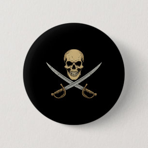 Vintag Pirate Skull Caribbean Cruise Halloween Sk Button