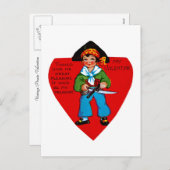 Vintag Pirate Valentine Feiertagspostkarte (Vorne/Hinten)