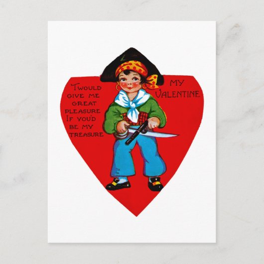 Vintag Pirate Valentine Feiertagspostkarte (Vorderseite)