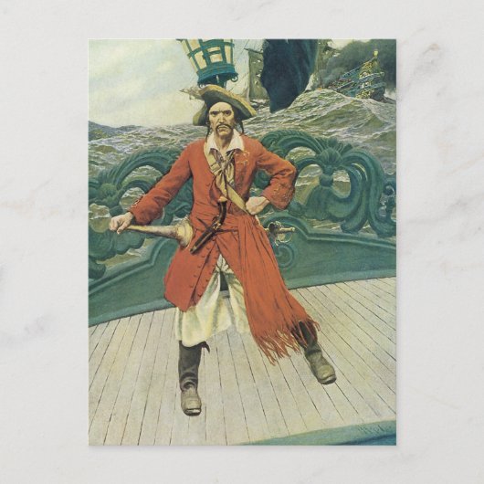 Vintag Piraten, Captain Keitt von Howard Pyle Postkarte (Vorderseite)