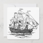 Vintag Pirates Galleon Gun Ship Sketch Einladung (Vorderseite)