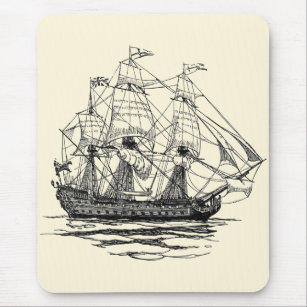 Vintag Pirates Galleon, Sketch eines 74-Gun-Schiff Mousepad